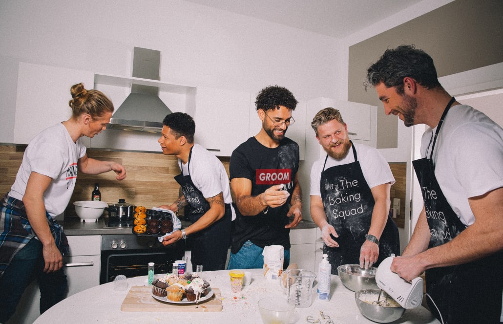 Boys wearing personalized t shirts at Bachelor party